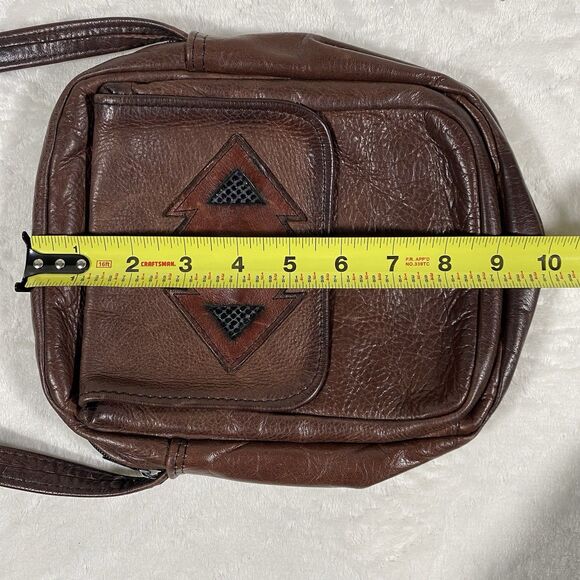 Handmade Leather Crossbody Purse Turquoise Stone Rustic Western Boho Aztec - Picture 6 of 9